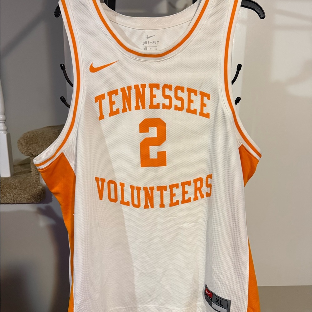 Nike White and Orange Dri-FIT Jersey